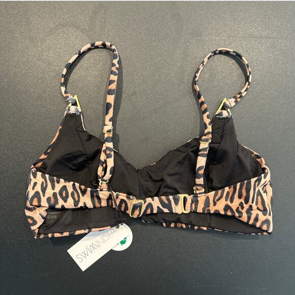 NWT Swiminista Leopard Print Bikini Top – Size Medium, Adjustable Straps - Picture 4 of 4